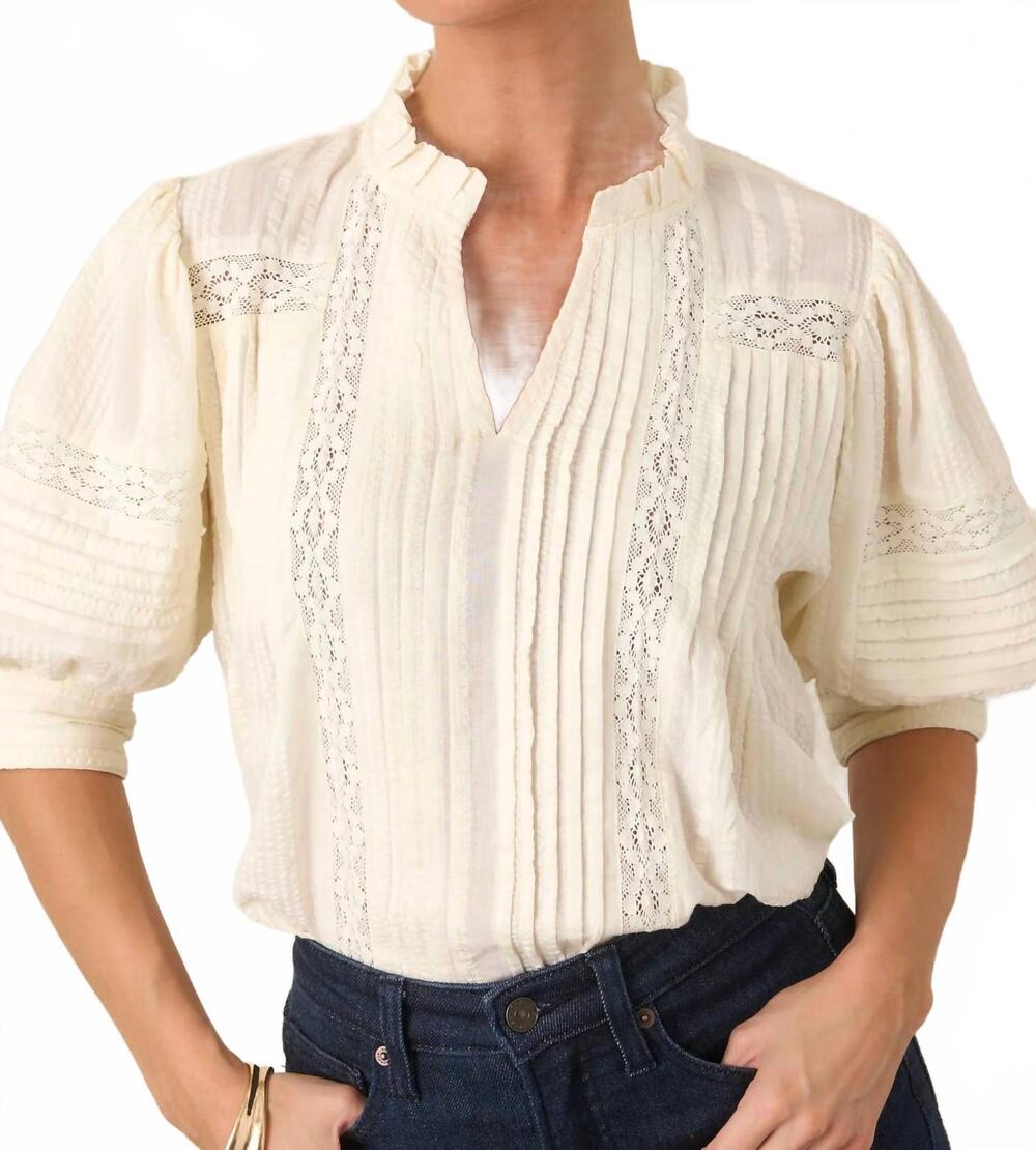 NEW THML puff sleeve peasant top in cream